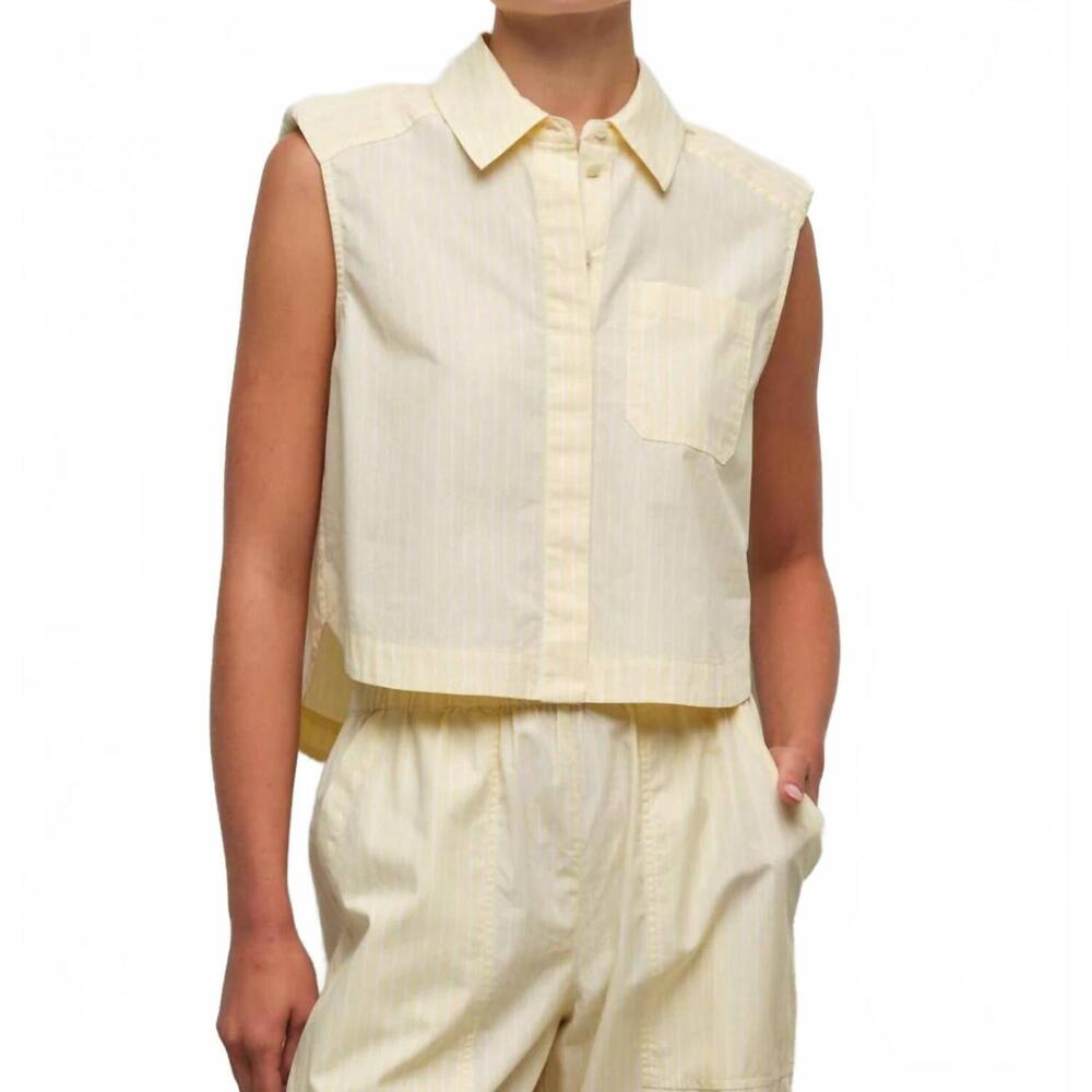 NEW SIMKHAI winslow shirt in buttercream stripe